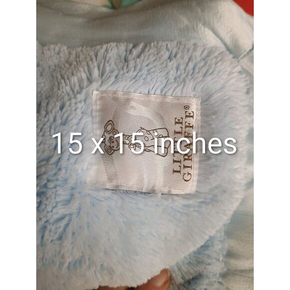 Little Giraffe Baby Blue Oversized Lovey Security Blanket Satin & Plush 15" X 15 - Picture 9 of 9